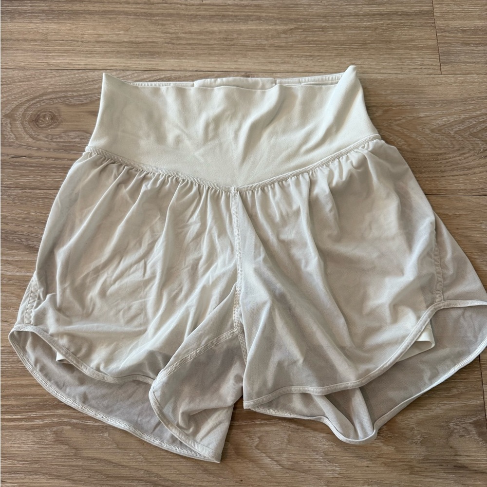lululemon Women's Nulu & Mesh Cream High-Waisted Shorts